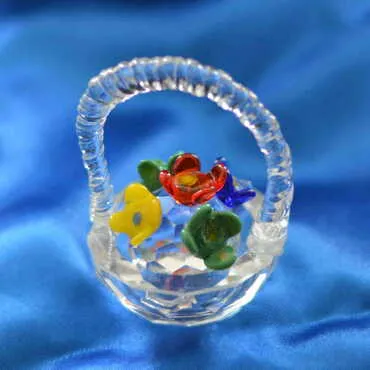 Crystal Flower Basket Figurine Small Size - 3