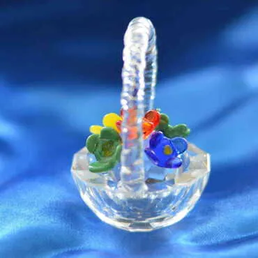 Crystal Flower Basket Figurine Small Size - 4