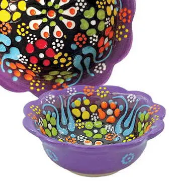 Turkish Ceramic Relief Daisy Bowl 8 cm