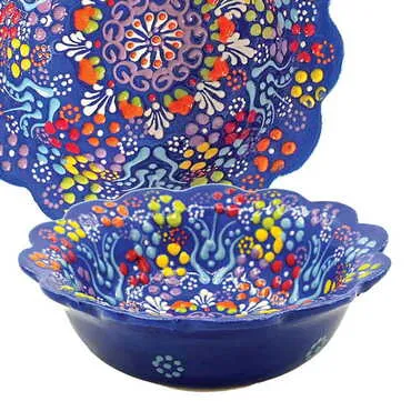 Turkish Ceramic Relief Daisy Bowl 13 cm