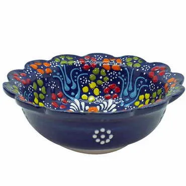Turkish Ceramic Relief Daisy Bowl 13 cm - 3