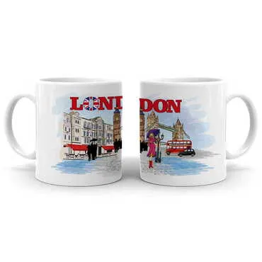 London Themed Custom Printed Ceramic Coffee Mug 82x90 mm