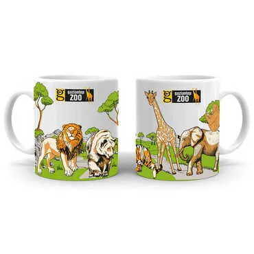 Zoo Themed Custom Printed Ceramic Coffee Mug 82x90 mm - Standart
