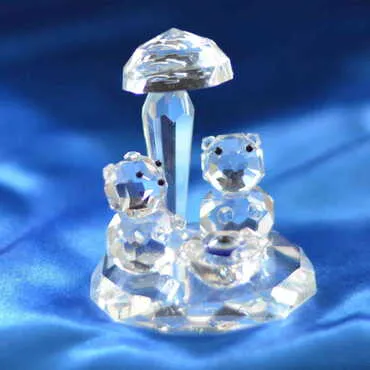 Crystal Two Pandas Under Palm Tree Figurine