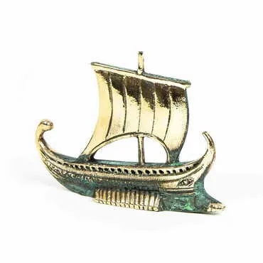 Bronze Sailing Boat Figurine 12 Cm