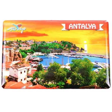 Antalya Themed Epoxy Dome Rectangle Souvenir Fridge Magnet 80x55 cm