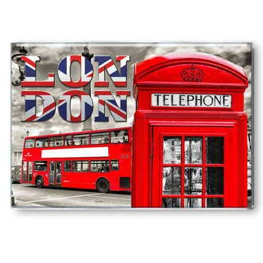 Toptan Londra Temalı Myros Dikdörtgen Magnet 80x55 mm - Standart - 2