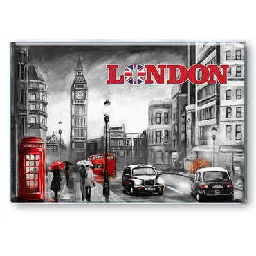Toptan Londra Temalı Myros Dikdörtgen Magnet 80x55 mm - Standart - 5