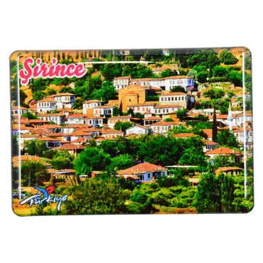 Şirince Themed Epoxy Dome Rectangle Souvenir Fridge Magnet 80x55 cm