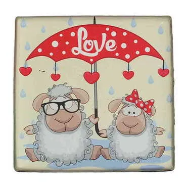 Sweetheart Themed Epoxy Dome Square Souvenir Fridge Magnet 65x65 mm