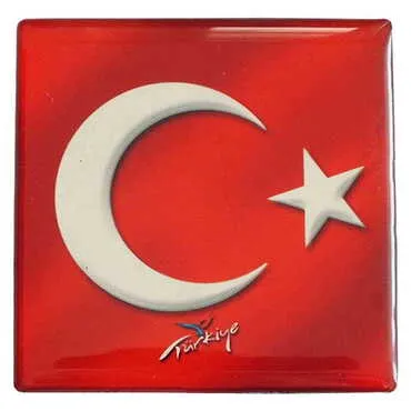 Turkey Themed Epoxy Dome Square Souvenir Fridge Magnet 65x65 mm