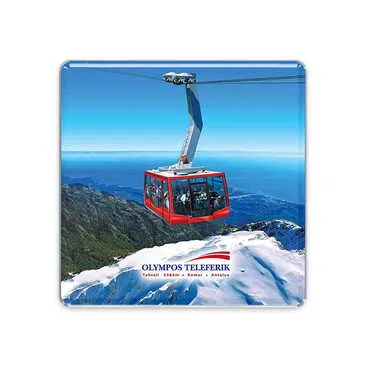 Cable Card Themed Epoxy Dome Square Souvenir Fridge Magnet 65x65 mm