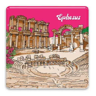 Museum Themed Epoxy Dome Square Souvenir Fridge Magnet 80x80 mm