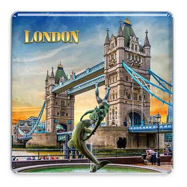 City Themed Epoxy Dome Square Souvenir Fridge Magnet 80x80 mm - Standart - 2