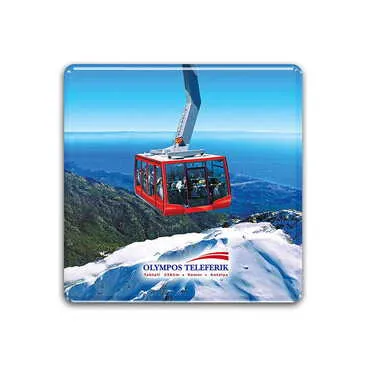 Cable Card Themed Epoxy Dome Square Souvenir Fridge Magnet 80x80 mm