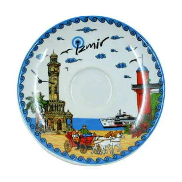 Izmir Themed Turkish Ceramic Custom Printed Turkish Coffee Cup Set of 2 pcs - Standart - 2