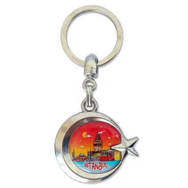 Customazible Metal Turkish Flag Enamel Keychain