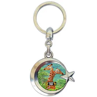 Zoo Themed Metal Turkish Flag Enamel Keychain