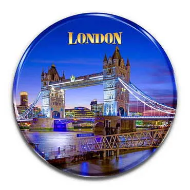 London Themed Epoxy Dome Round Souvenir Fridge Magnet 67 mm - Standart - 4