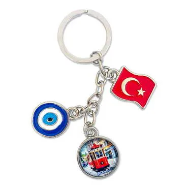 Customazible Metal Evil Eye Enamel Keychain
