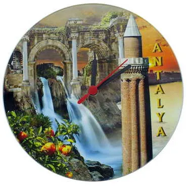 Antalya Themed Antalya Themed Ceramic Wall Clock 16 cm