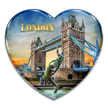 Toptan Londra Temalı Myros Kalp Magnet 65x60 mm - Standart - 2