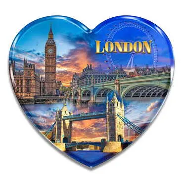 Toptan Londra Temalı Myros Kalp Magnet 65x60 mm - Standart - 3