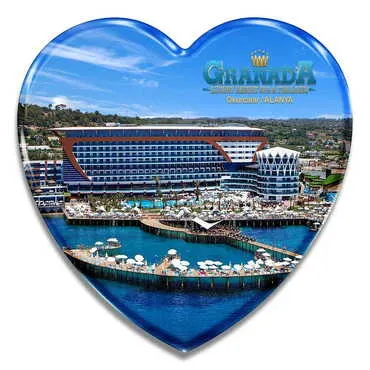 Hotel Themed Epoxy Dome Heart Souvenir Fridge Magnet 65x60 mm