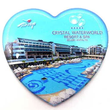 Hotel Themed Epoxy Dome Heart Souvenir Fridge Magnet 65x60 mm - Standart - 2