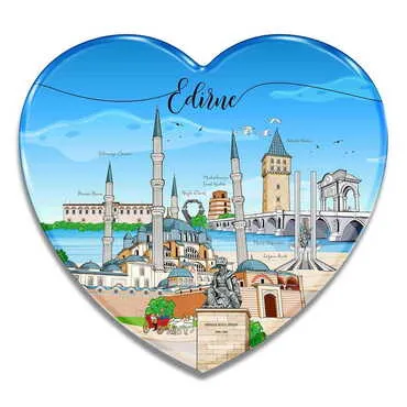City Themed Epoxy Dome Heart Souvenir Fridge Magnet 65x60 mm - Standart - 3