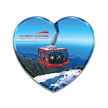 Cable Card Themed Epoxy Dome Heart Souvenir Fridge Magnet 65x60 mm