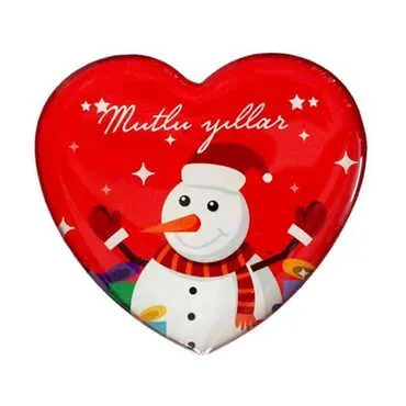 Christmas Themed Epoxy Dome Heart Souvenir Fridge Magnet 65x60 mm