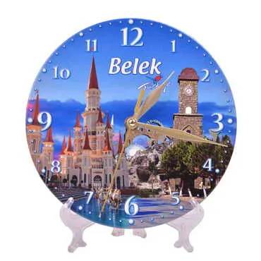 Toptan Belek Temalı 20 Cm.serami̇k Saat Parlak