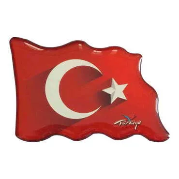 Turkey Themed Epoxy Dome Flag Shaped Souvenir Fridge Magnet 70x50 mm - Standart