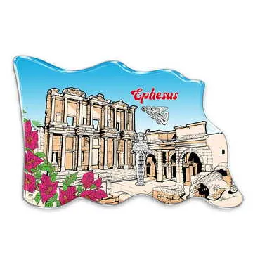Toptan Efes Temalı Myros Bayrak Şeki̇lli̇ Magnet 70*50 Mm.