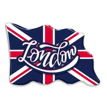 London Themed Epoxy Dome Flag Shaped Souvenir Fridge Magnet 70x50 mm - Standart - 2