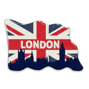 London Themed Epoxy Dome Flag Shaped Souvenir Fridge Magnet 70x50 mm - Standart - 5