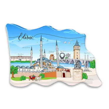 City Themed Epoxy Dome Flag Shaped Souvenir Fridge Magnet 70x50 mm