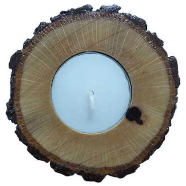 Toptan Ahşap Mumluk 10 Cm  - MYROS08(2) - 2