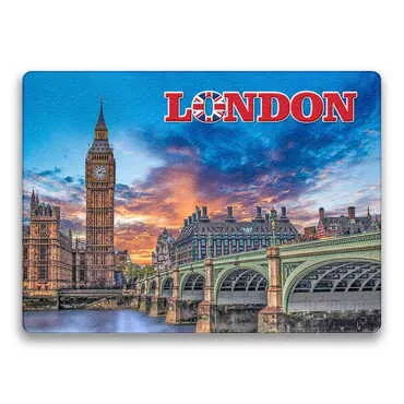 London Themed Wooden Uv Printed Souvenir Fridge Magnet 93x68 mm - Standart - 7