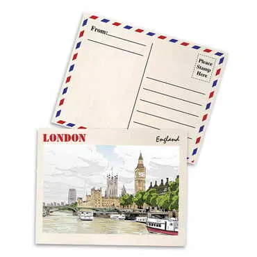 Toptan Londra Temalı Myros Ahşap Kartpostal 116x150 mm - Standart - 4