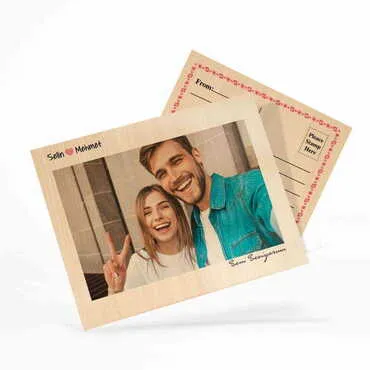 Toptan Sevgiliye Özel Myros Fotoğraflı Ahşap Kartpostal 116x150 mm
