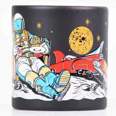 Astronaut Themed Ceramic Custom Printed Mug - (Lacivert A) - 4