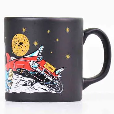 Astronaut Themed Ceramic Custom Printed Mug - (Lacivert A) - 6