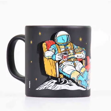 Astronaut Themed Ceramic Custom Printed Mug - (Lacivert A) - 7