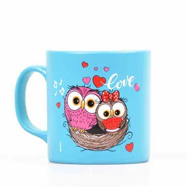 Toptan Baykuş Temalı Seramik Renkli Kupa - 6