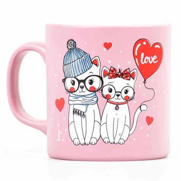 Toptan Kedi Temalı Seramik Renkli Kupa - 2