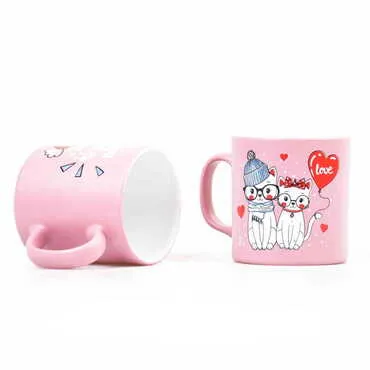 Toptan Kedi Temalı Seramik Renkli Kupa - 4
