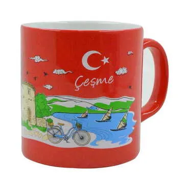 Alacati Region Themed Customised Serigraphy Printed Ceramic Mug 82x90 mm - Standart - 2