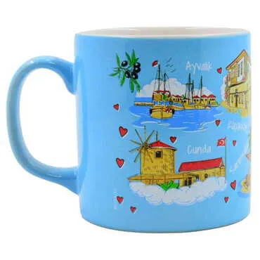 Ayvalik Region Themed Customised Serigraphy Printed Ceramic Mug 82x90 mm - 12